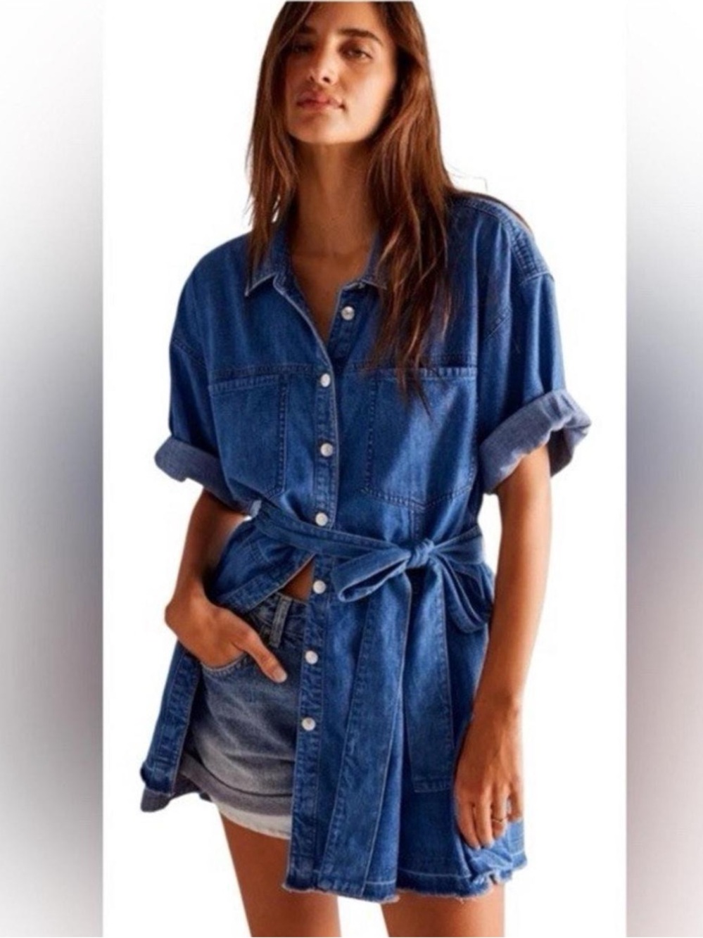 FP Jenny denim belted dress/tunic L